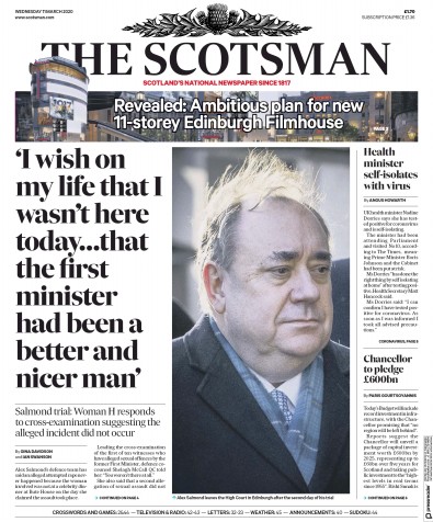 The Scotsman Newspaper Front Page (UK) for 11 March 2020