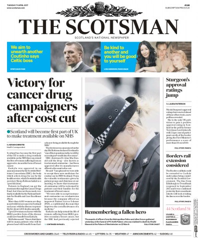 The Scotsman Newspaper Front Page (UK) for 11 April 2017