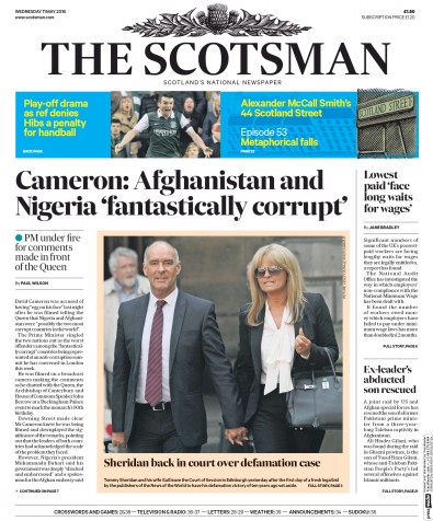 The Scotsman Newspaper Front Page (UK) for 11 May 2016