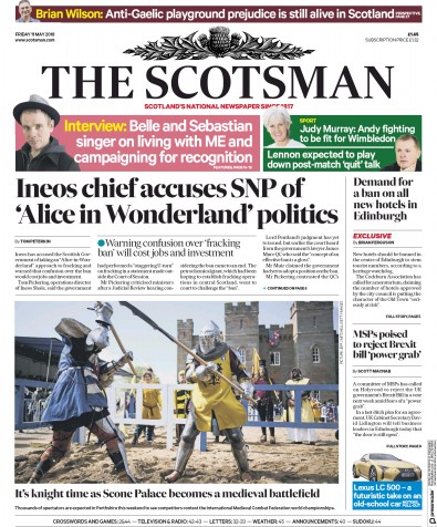 The Scotsman Newspaper Front Page (UK) for 11 May 2018