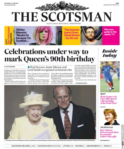 The Scotsman Newspaper Front Page (UK) for 11 June 2016