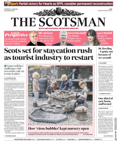 The Scotsman Newspaper Front Page (UK) for 11 June 2020