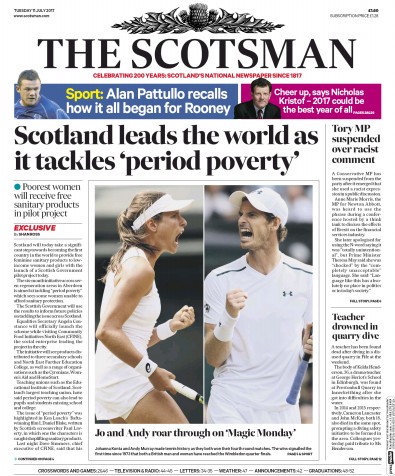 The Scotsman Newspaper Front Page (UK) for 11 July 2017