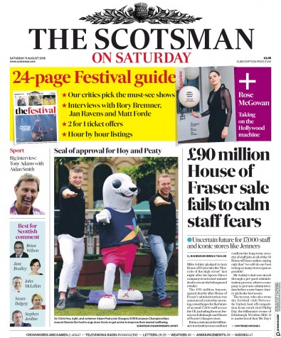 The Scotsman Newspaper Front Page (UK) for 11 August 2018
