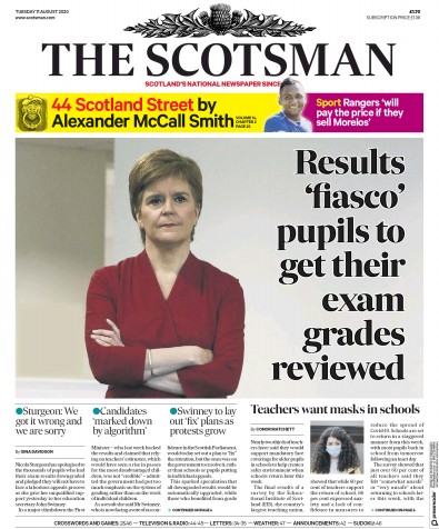 The Scotsman Newspaper Front Page (UK) for 11 August 2020
