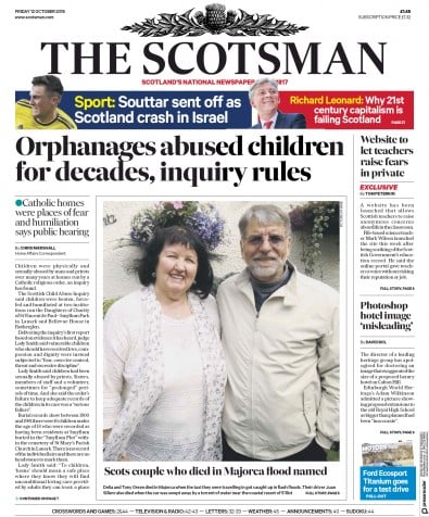 The Scotsman Newspaper Front Page (UK) for 12 October 2018