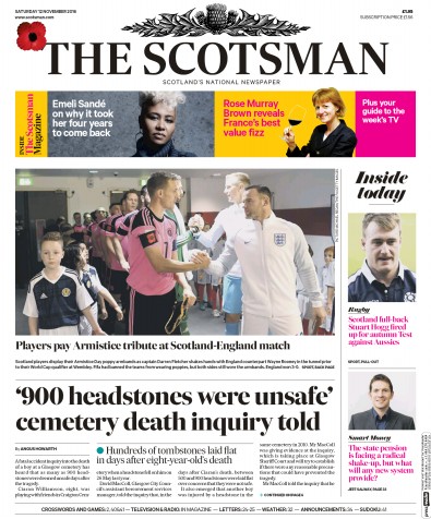 The Scotsman Newspaper Front Page (UK) for 12 November 2016