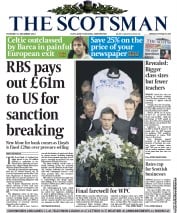 The Scotsman (UK) Newspaper Front Page for 12 December 2013