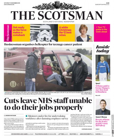The Scotsman Newspaper Front Page (UK) for 12 December 2015