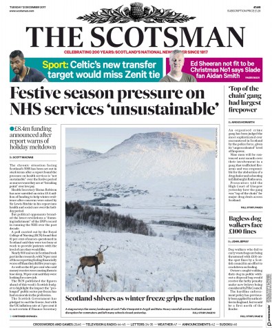 The Scotsman Newspaper Front Page (UK) for 12 December 2017
