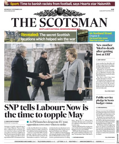The Scotsman Newspaper Front Page (UK) for 12 December 2018