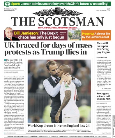 The Scotsman Newspaper Front Page (UK) for 12 July 2018