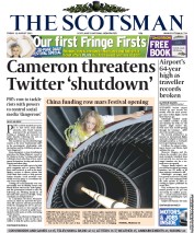 The Scotsman Newspaper Front Page (UK) for 12 August 2011