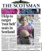 The Scotsman (UK) Newspaper Front Page for 13 October 2014