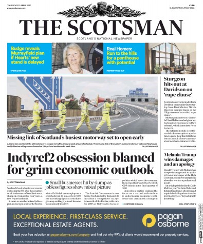 The Scotsman Newspaper Front Page (UK) for 13 April 2017