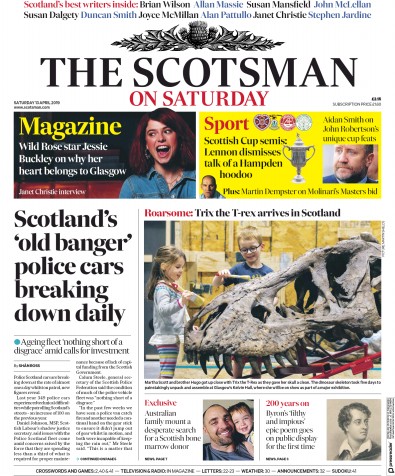 The Scotsman Newspaper Front Page (UK) for 13 April 2019
