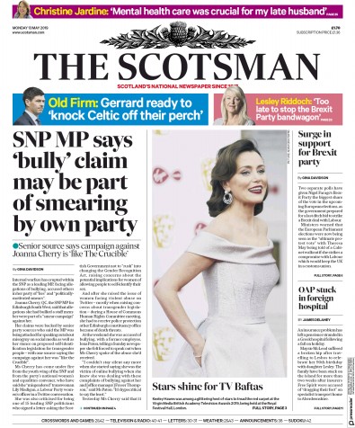 The Scotsman Newspaper Front Page (UK) for 13 May 2019