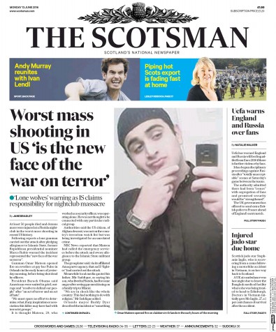 The Scotsman Newspaper Front Page (UK) for 13 June 2016