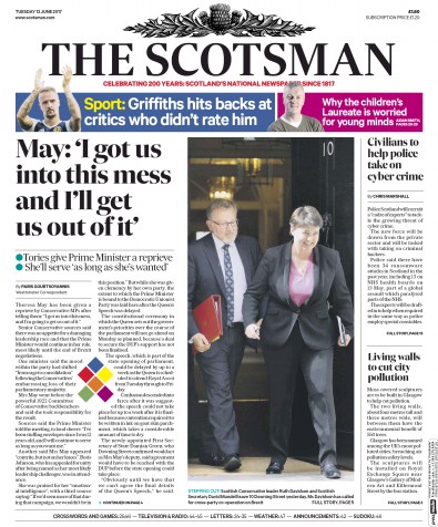 The Scotsman Newspaper Front Page (UK) for 13 June 2017