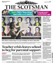 The Scotsman (UK) Newspaper Front Page for 13 September 2017