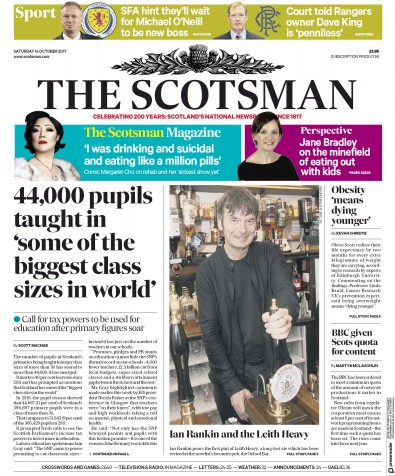 The Scotsman Newspaper Front Page (UK) for 14 October 2017
