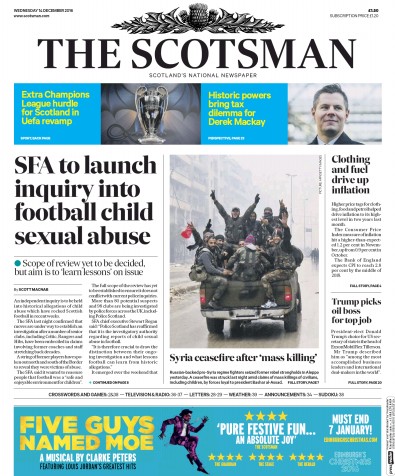 The Scotsman Newspaper Front Page (UK) for 14 December 2016