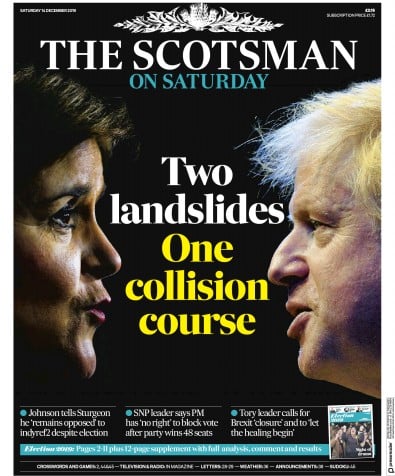 The Scotsman Newspaper Front Page (UK) for 14 December 2019