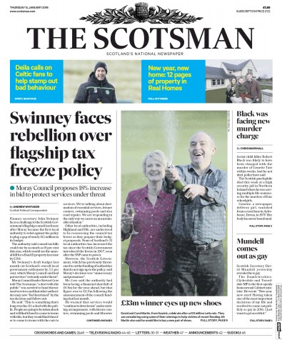 The Scotsman Newspaper Front Page (UK) for 14 January 2016
