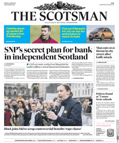 The Scotsman Newspaper Front Page (UK) for 14 April 2017