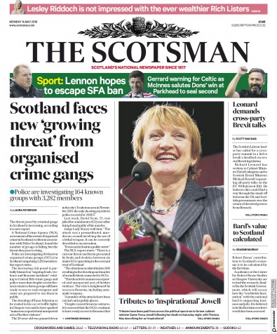 The Scotsman Newspaper Front Page (UK) for 14 May 2018