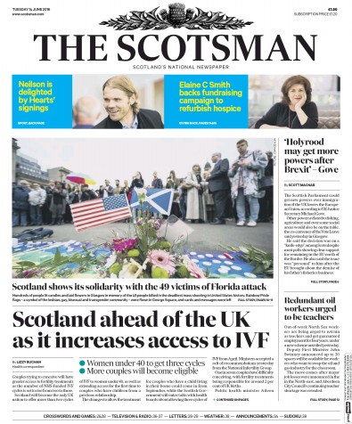The Scotsman Newspaper Front Page (UK) for 14 June 2016