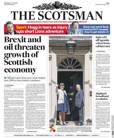 The Scotsman Newspaper Front Page (UK) for 14 June 2017