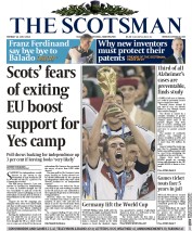 The Scotsman (UK) Newspaper Front Page for 14 July 2014