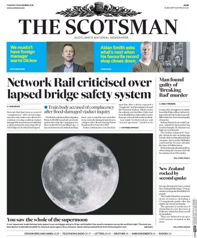 The Scotsman Newspaper Front Page (UK) for 15 November 2016