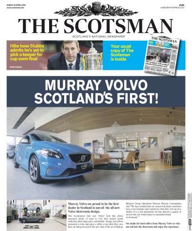 The Scotsman Newspaper Front Page (UK) for 15 April 2016