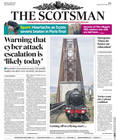 The Scotsman Newspaper Front Page (UK) for 15 May 2017