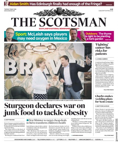 The Scotsman Newspaper Front Page (UK) for 15 May 2018