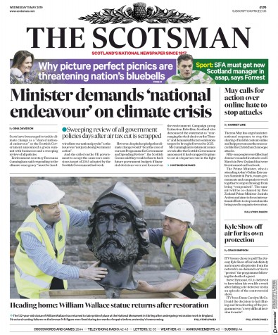 The Scotsman Newspaper Front Page (UK) for 15 May 2019