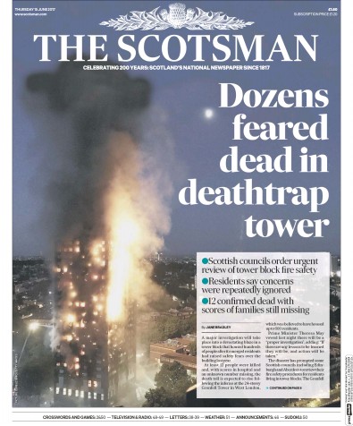 The Scotsman Newspaper Front Page (UK) for 15 June 2017