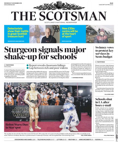 The Scotsman Newspaper Front Page (UK) for 16 December 2015