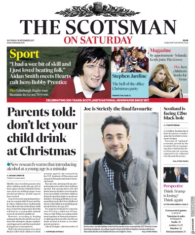 The Scotsman Newspaper Front Page (UK) for 16 December 2017