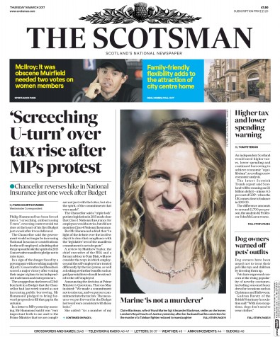 The Scotsman Newspaper Front Page (UK) for 16 March 2017
