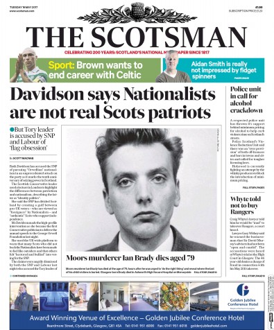 The Scotsman Newspaper Front Page (UK) for 16 May 2017