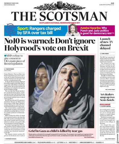 The Scotsman Newspaper Front Page (UK) for 16 May 2018