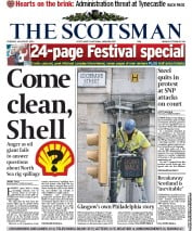 The Scotsman Newspaper Front Page (UK) for 16 August 2011