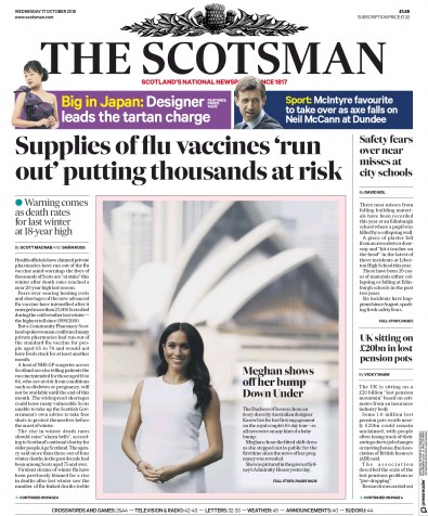 The Scotsman Newspaper Front Page (UK) for 17 October 2018