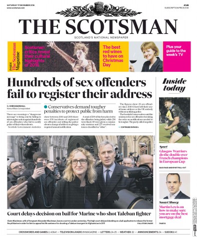 The Scotsman Newspaper Front Page (UK) for 17 December 2016