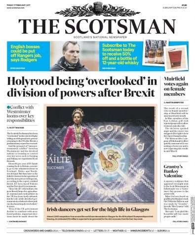 The Scotsman Newspaper Front Page (UK) for 17 February 2017