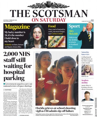 The Scotsman Newspaper Front Page (UK) for 17 February 2018