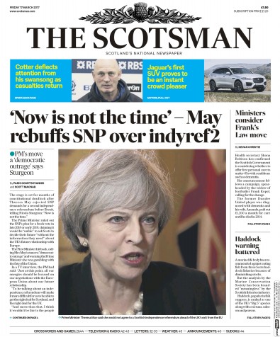 The Scotsman Newspaper Front Page (UK) for 17 March 2017